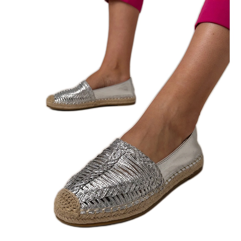 Silver Openwork Espadrilles sulla piattaforma d'argento