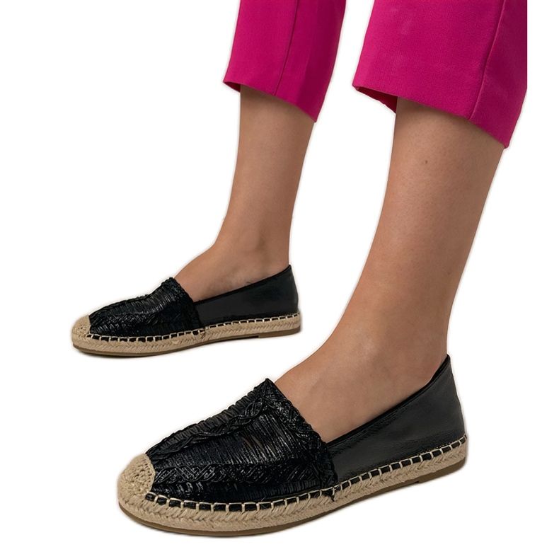 Black Openwork espadrilles sulla piattaforma nero