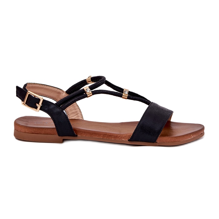 S.Barski Sandali piatti da donna con strisce S. Barski Kv51-120 Nero