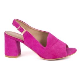 Olivier Tacchi alti femminili N1818 sandali fatti in pelle di pelle in pelle scamosciata naturale fucsia rosa
