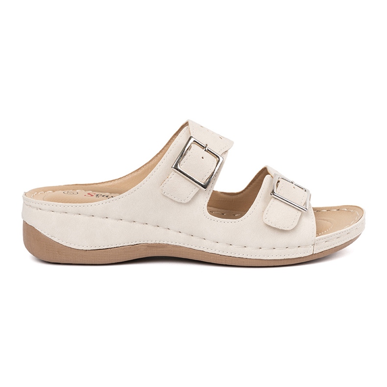 Seastar Pantofole su un cuneo basso con morsetti beige
