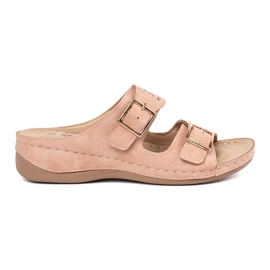 Seastar Pantofole su un cuneo basso con fibbie rosa