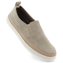 Scarpe da uomo Espadrilles ha fatto scivolare Kaki Nowacki 0017-T beige