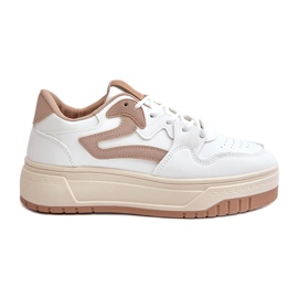 Sneakers da Donna in Eco Pelle sulla Piattaforma Bianca e Beige Henizore bianco