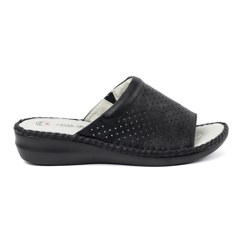 J. Star Pantofole con una pelle in pelle nera nero