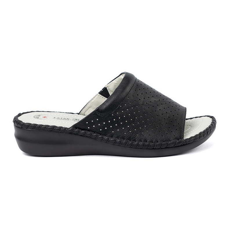 J. Star Pantofole con una pelle in pelle nera nero