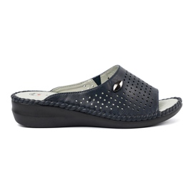 Infradito da donna blu scuro con un inserto in pelle