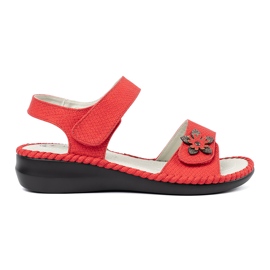 J. Star Sandali rossi con inserto in pelle rosso