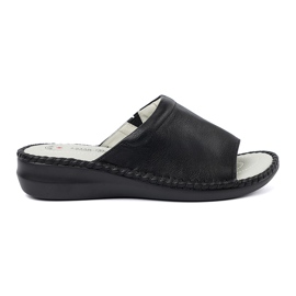 J. Star Pantofole da donna nera con un inserto in pelle nero
