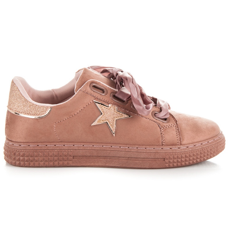 L&H Sneakers In Pelle Scamosciata Con Una Stella rosa