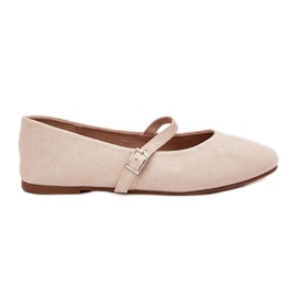 Ballerine piatte con cintura beige in pelle scamosciata ecologica
