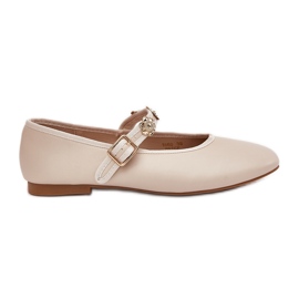 Ballerine femminili con cintura e spille dorate beige