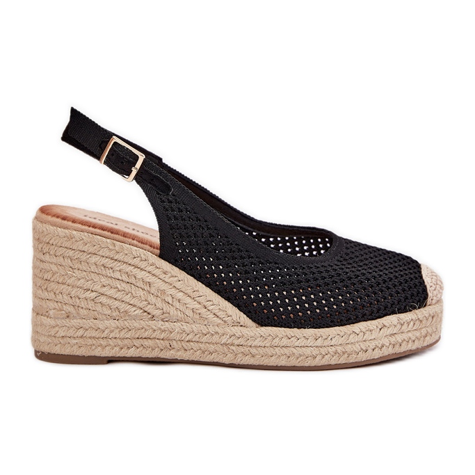 Sandali da donna per cuneo con treccia nera nero