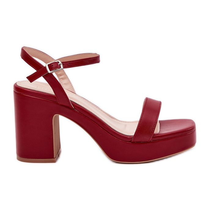 Sandali in pelle Eco sul post bordeaux rosso