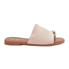 Infradito da donne piatti con dettaglio dorato beige