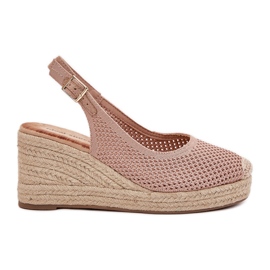 Sandali da donna per cuneo con treccia rosa