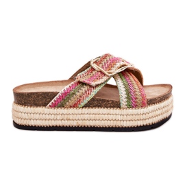 Infradito da donna sulla piattaforma con la treccia e il Golden Klam Multikolor multicolore