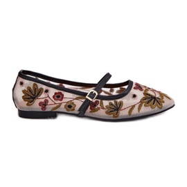 Ballerine con ricamo e cintura nera nero