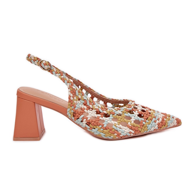 Sandali con treccia sul post multicolore giallo