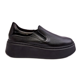 Scarpe sportive in pelle da donna sulla piattaforma Black Lemar nero