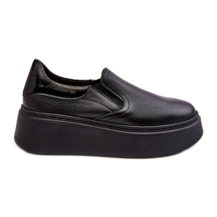 Scarpe sportive in pelle da donna sulla piattaforma Black Lemar nero