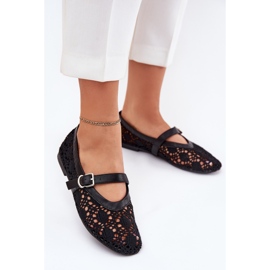 Ballerine aperte con cintura nera nero