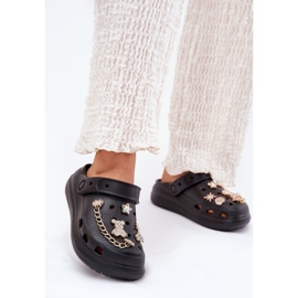 Pantofole di schiuma da donna con spille nere nero