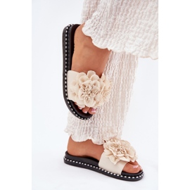 Infradito da donna con fiori materiali beige