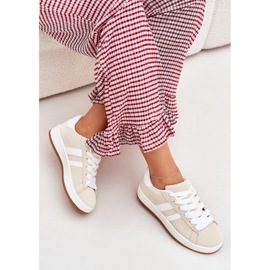 Scarpe sportive da donna con sneaker con beige in pelle ecologica