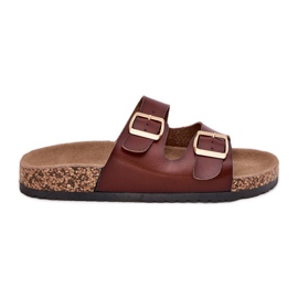 EVento Infradito da donna con fibbie eco -in pelle marrone