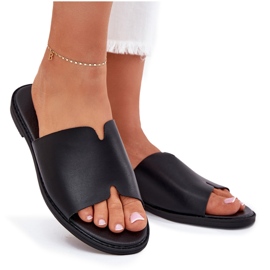 EVento Flip infradito da donna con pelle a ruota piatta nera nero