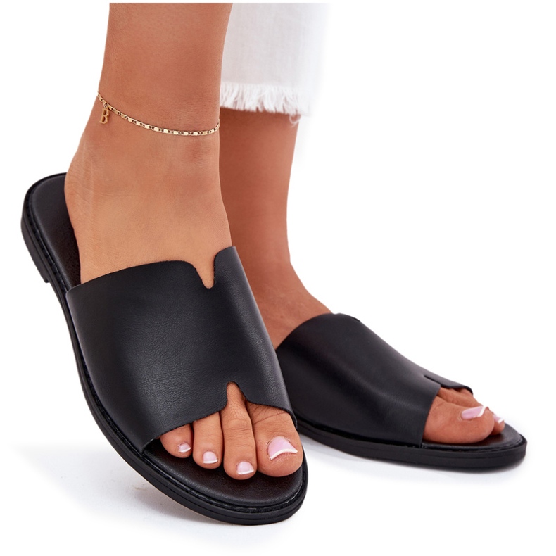 EVento Flip infradito da donna con pelle a ruota piatta nera nero