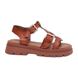 EVento Sandali da donna in pelle eco con fibbie di cammello marrone