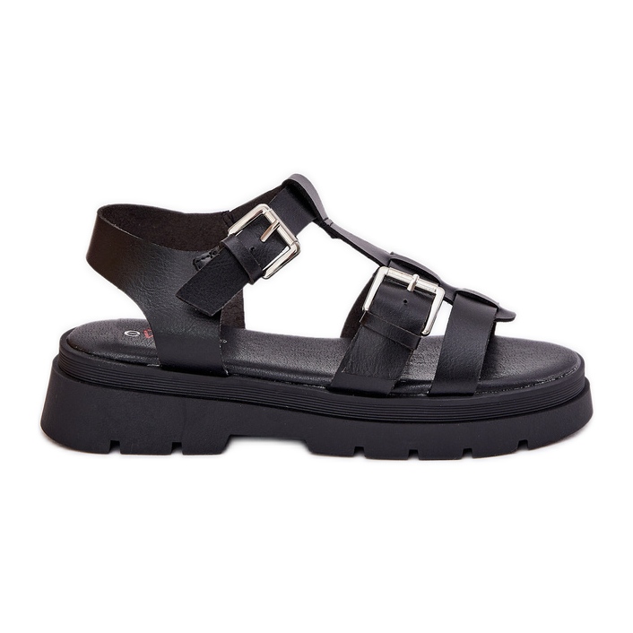 EVento Sandali da donna in pelle Eco con morsetti neri nero