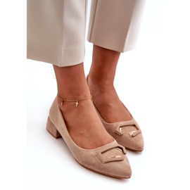 S.Barski Pompe da donna con un ornamento eco-part S. Barski Kv27-034 beige