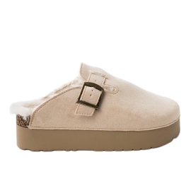 Flip -flip beige costruiti con pelliccia