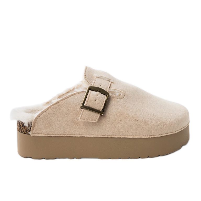 Flip -flip beige costruiti con pelliccia