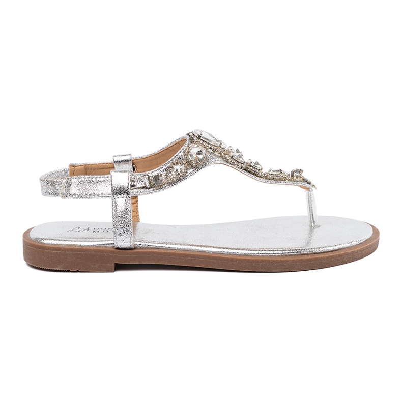 Shelvt Sandali piatti in argento con zirconi d'argento