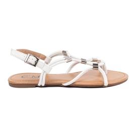 Sandali bianchi di flip -flop con decorazioni bianca