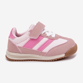 Scarpe sportive per bambini con sneaker con velcro rosa