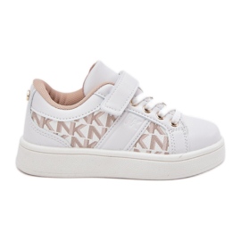 Scarpe sportive per bambini con sneaker con eco in pelle bianca e beige bianco