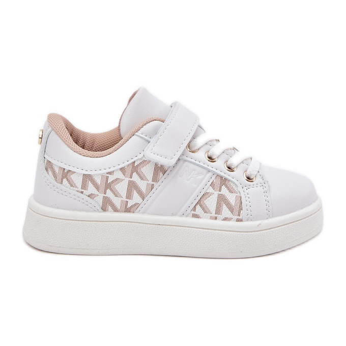 Scarpe sportive per bambini con sneaker con eco in pelle bianca e beige