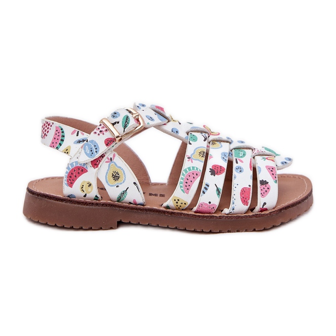 Sandali per bambini con eco in pelle in frutta multicolore bianca