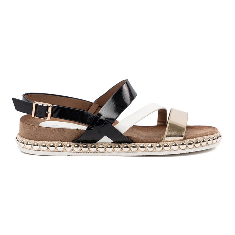 Sandali con strisce e una suola decorativa nero