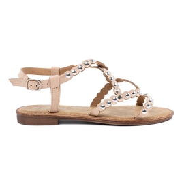 Sandali beige decorati con strass