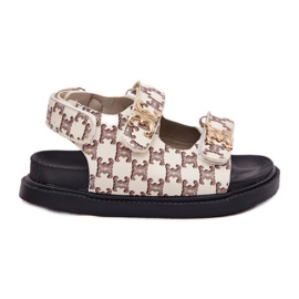 Sandali in velcro per bambini con dettagli dorati beige