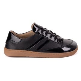Sneaker Kaia Olivier femminile a piedi nudi - scarpe di pelle anatomica floter nera con vernice nero