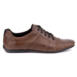 Scarpe da uomo in pelle polbut c34p casual marrone perforato