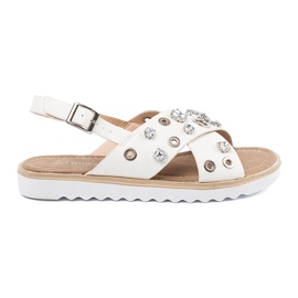 Shelvt Sandali bianchi con borchie decorative bianca