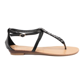Sandali neri in stile nero piatto